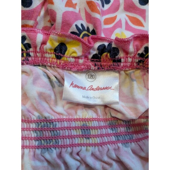 Hanna Andersson Sleeveless Pink Orange Floral Sundress Girls 120 US 6-7 - Picture 7 of 8